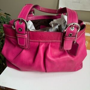 Coach Pink Leather Tote Bag